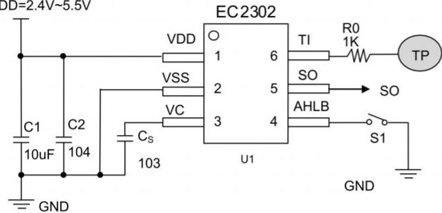 EC2302觸摸芯片電路圖
